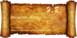 Heimler Rita névjegykártya